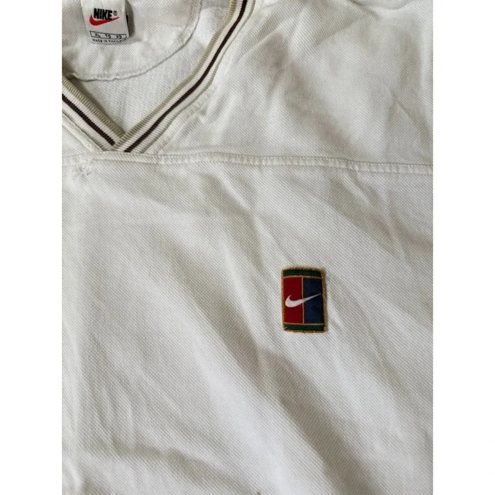Vintage Nike Court Tennis Sweater Vest White V-Neck XL Retro Pullover